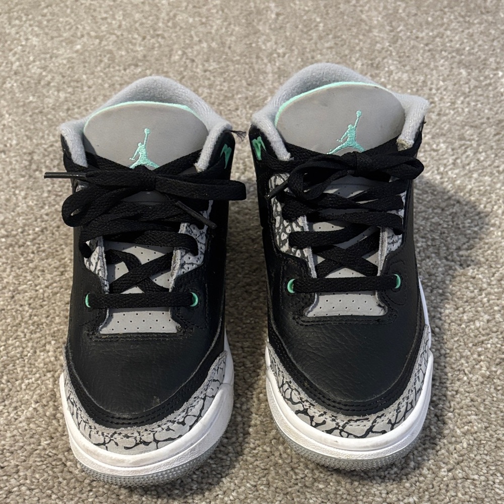 Jordan Kids Black and Mint Sneakers